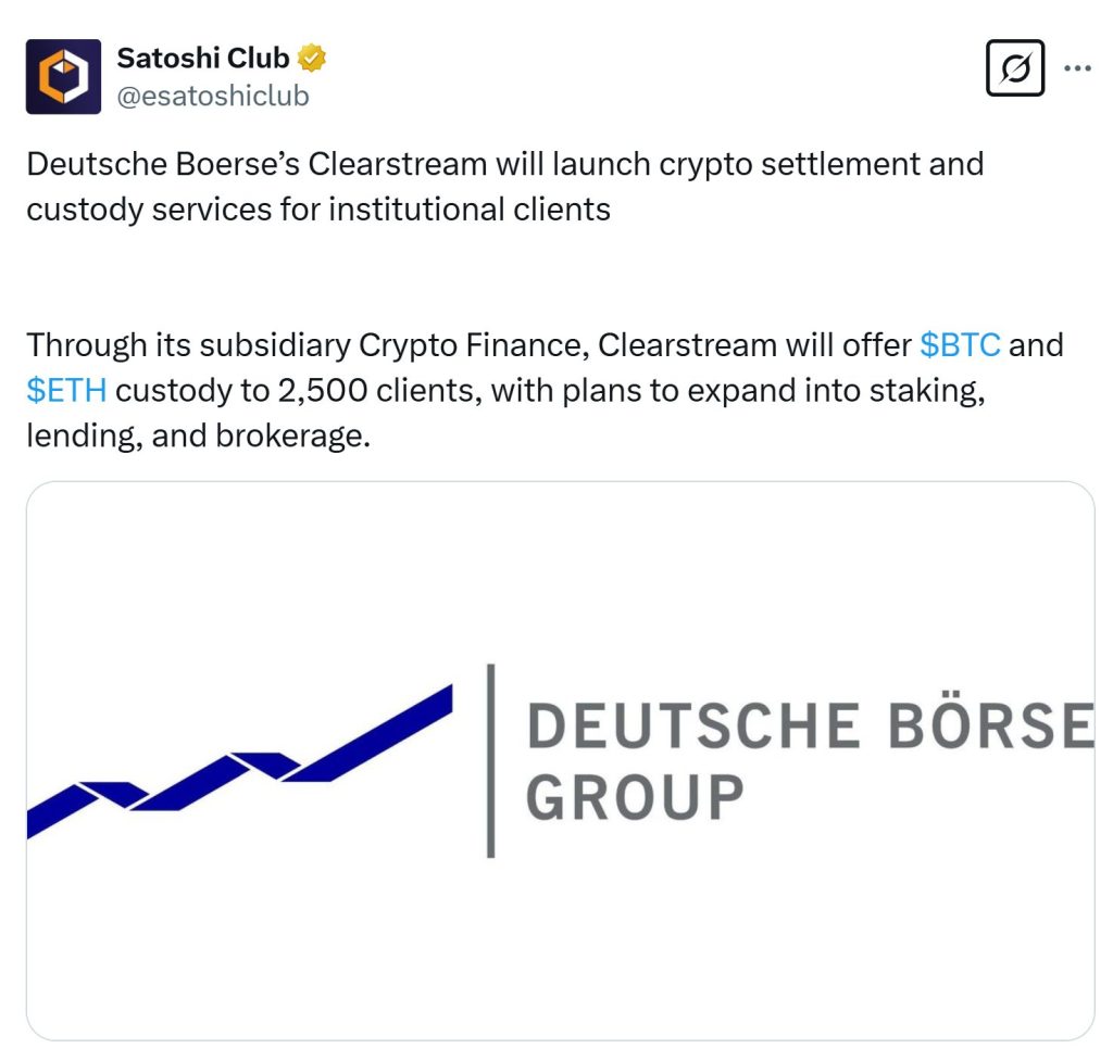 Clearstream lanza custodia de criptoactivos con Crypto Finance